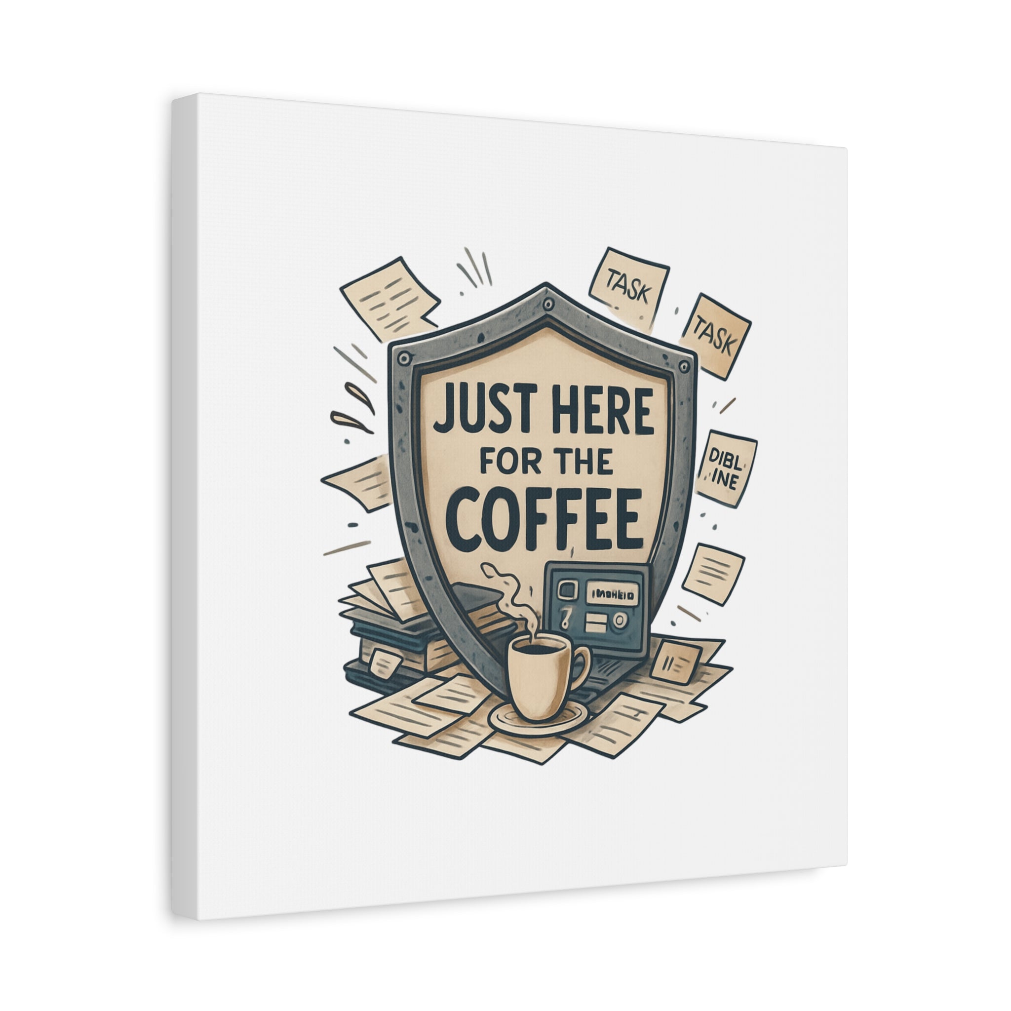 Just Here for the Coffee Canvas Wall Art — Funny Office Coffee Decor