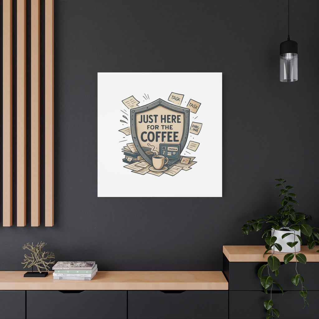 Just Here for the Coffee Canvas Wall Art — Funny Office Coffee Decor