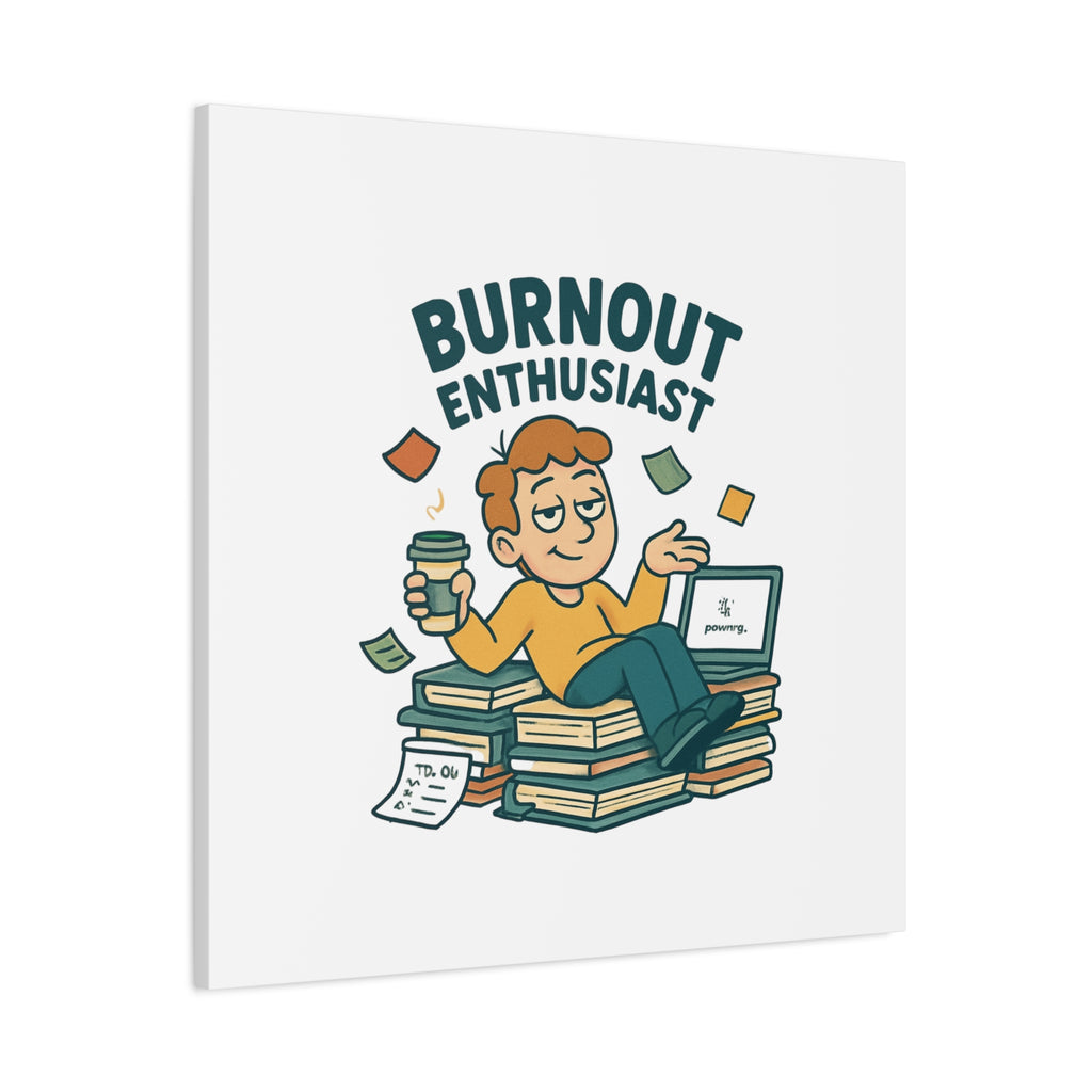 Burnout Enthusiast Canvas Print — Funny Office Wall Art for Overworked Professionals