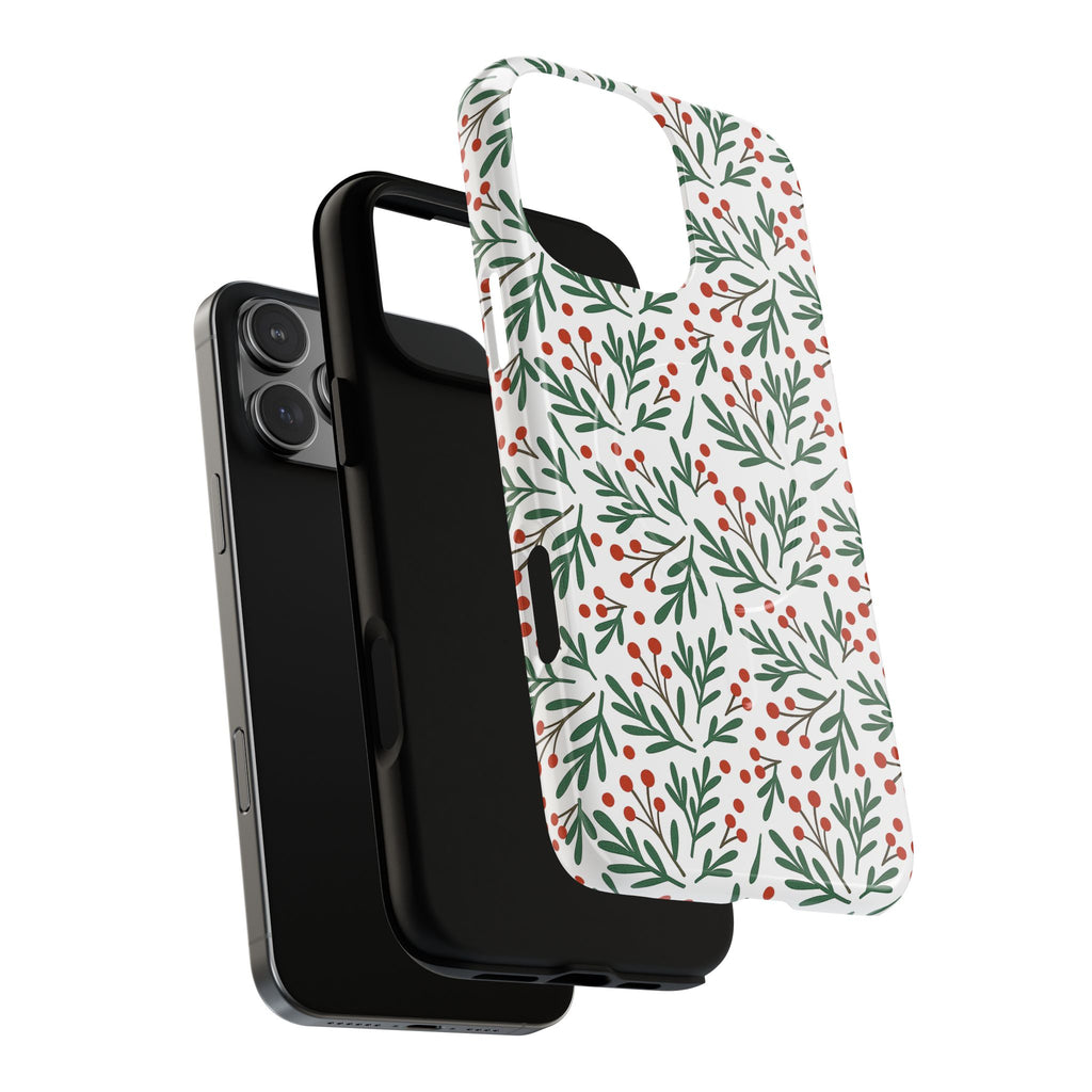 Magnetic Phone Case — Festive Holly & Berry Winter Floral