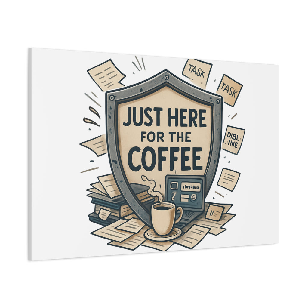 Just Here for the Coffee Canvas Wall Art — Funny Office Coffee Decor