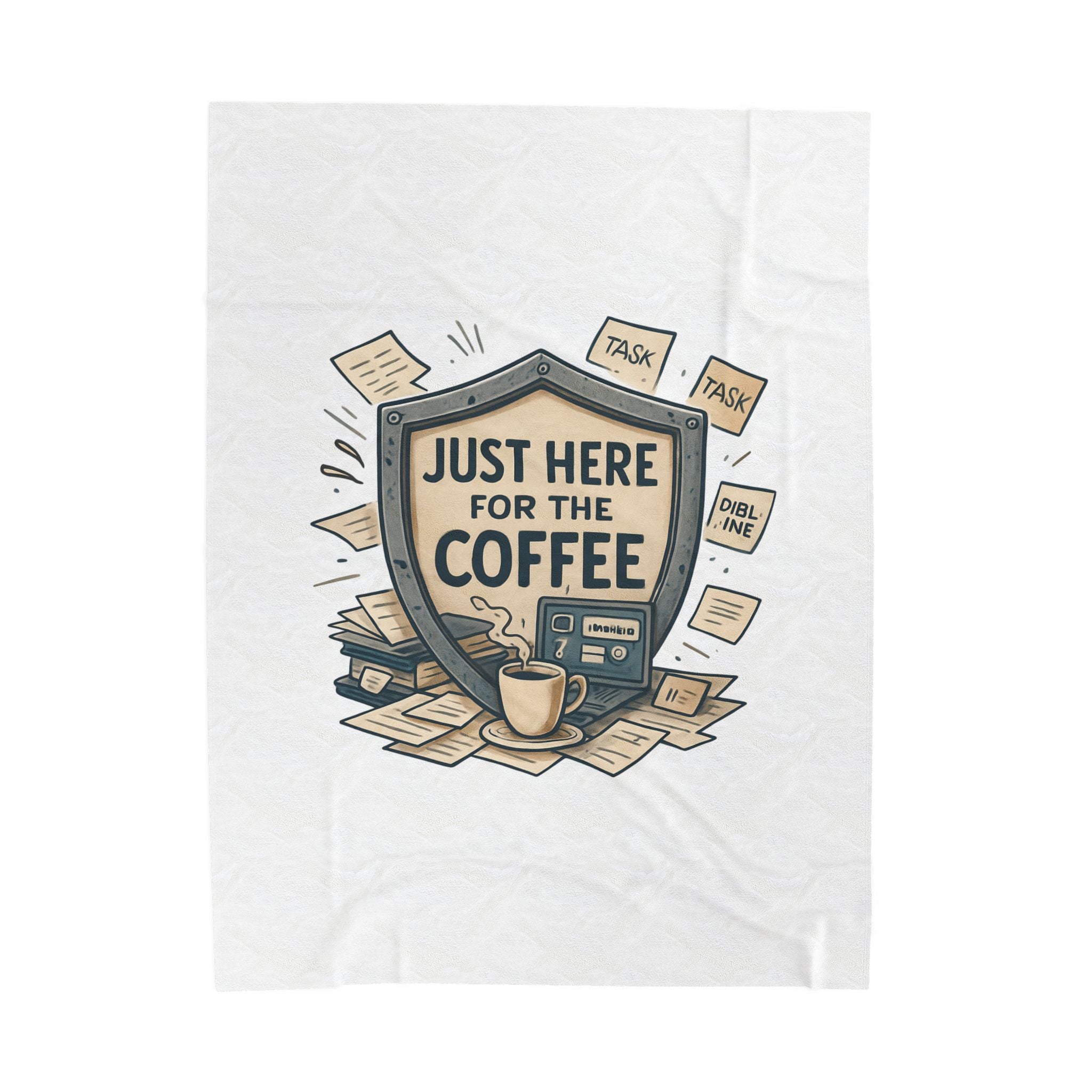 Coffee Shield Velveteen Plush Blanket — "Just Here for the Coffee" Cozy Throw