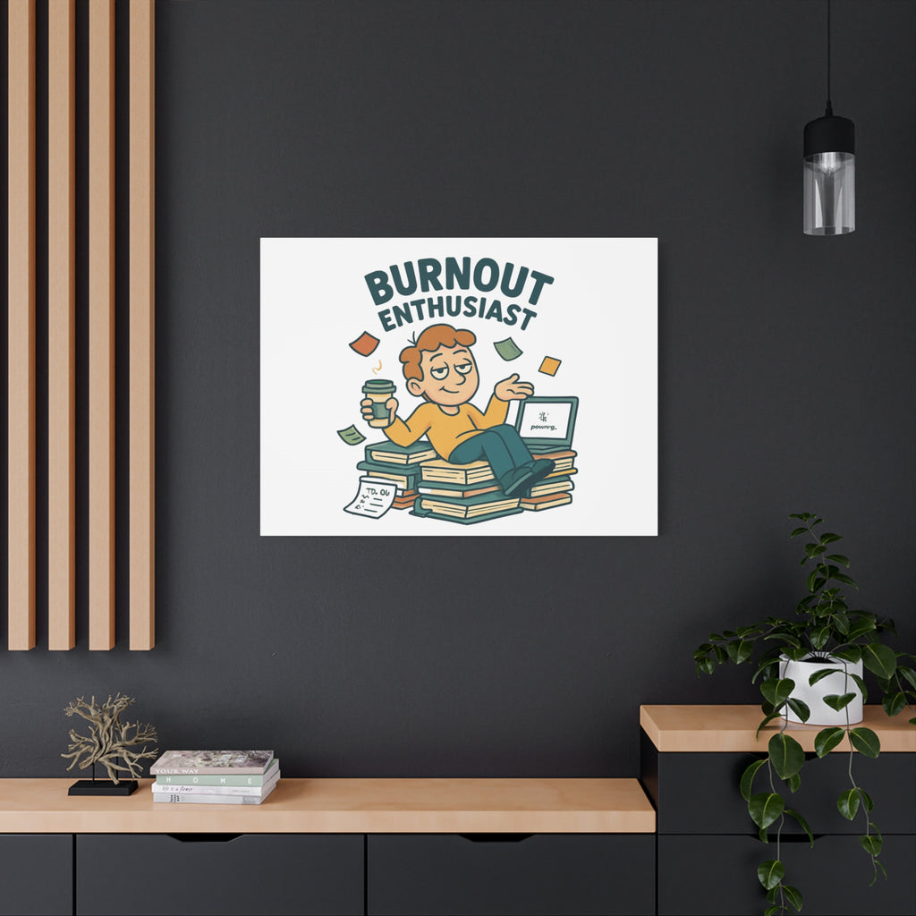 Burnout Enthusiast Canvas Print — Funny Office Wall Art for Overworked Professionals