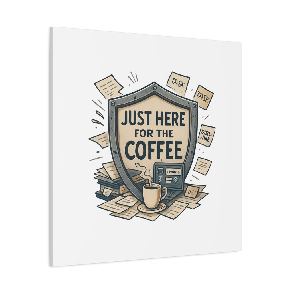 Just Here for the Coffee Canvas Wall Art — Funny Office Coffee Decor