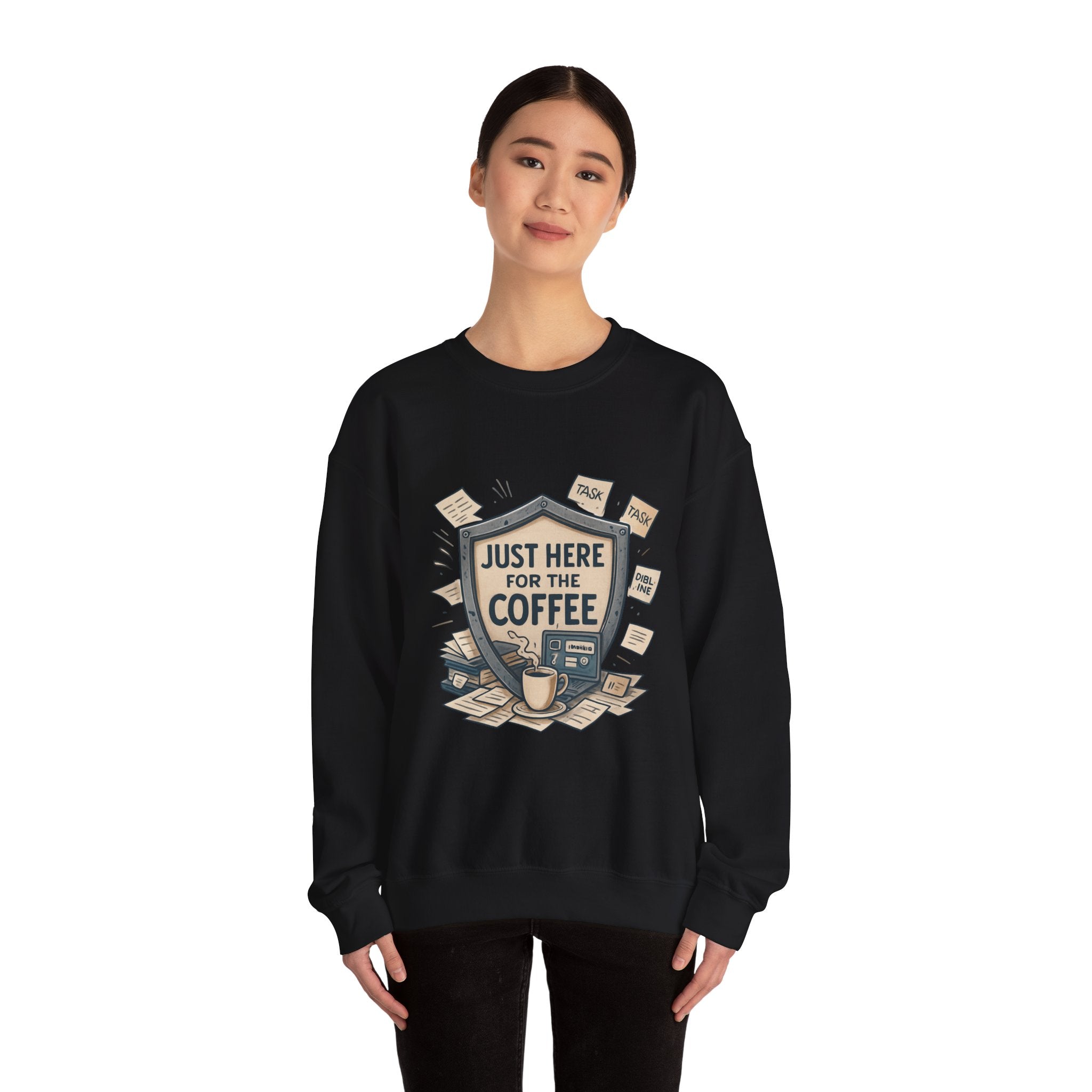 Coffee Crewneck Sweatshirt — "Just Here for the Coffee" Cozy Pullover