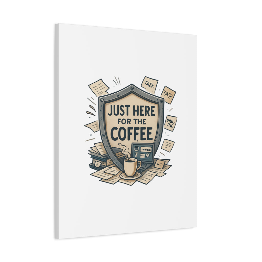 Just Here for the Coffee Canvas Wall Art — Funny Office Coffee Decor