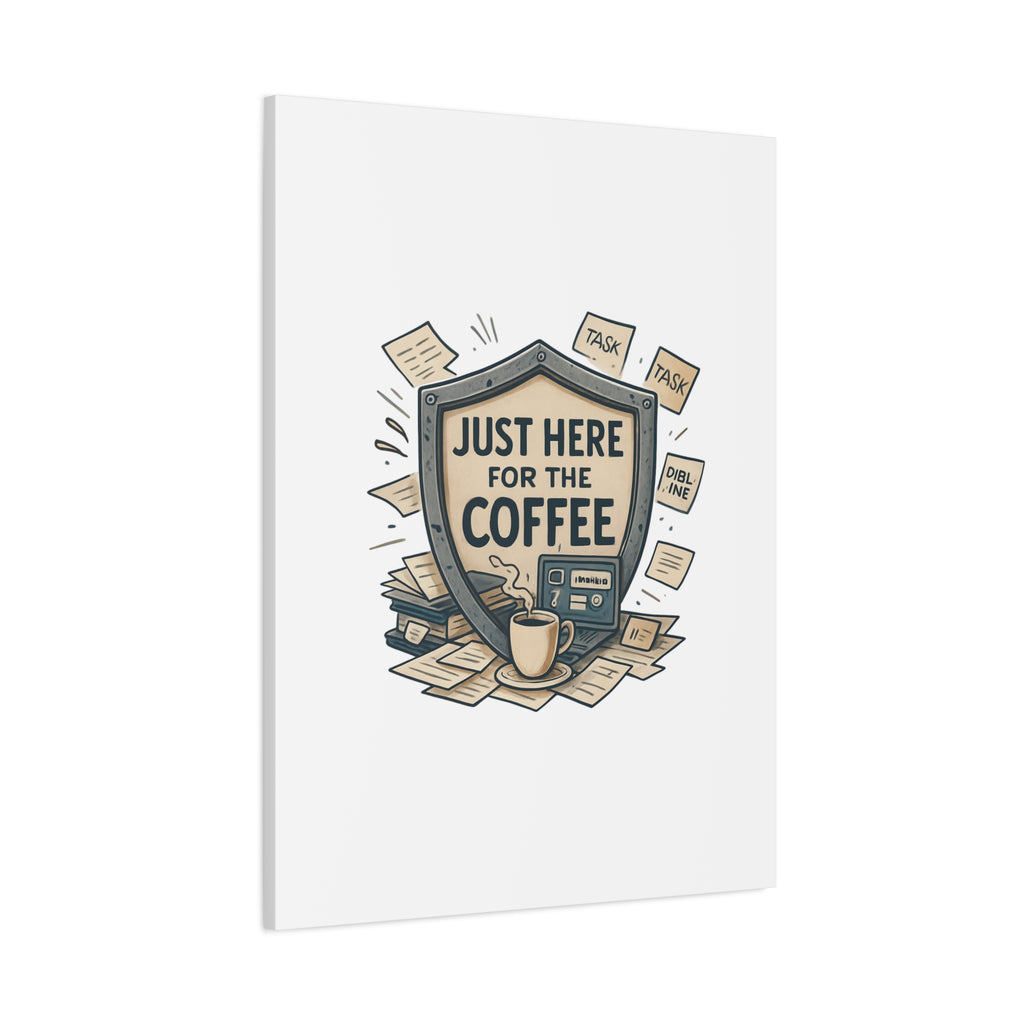 Just Here for the Coffee Canvas Wall Art — Funny Office Coffee Decor