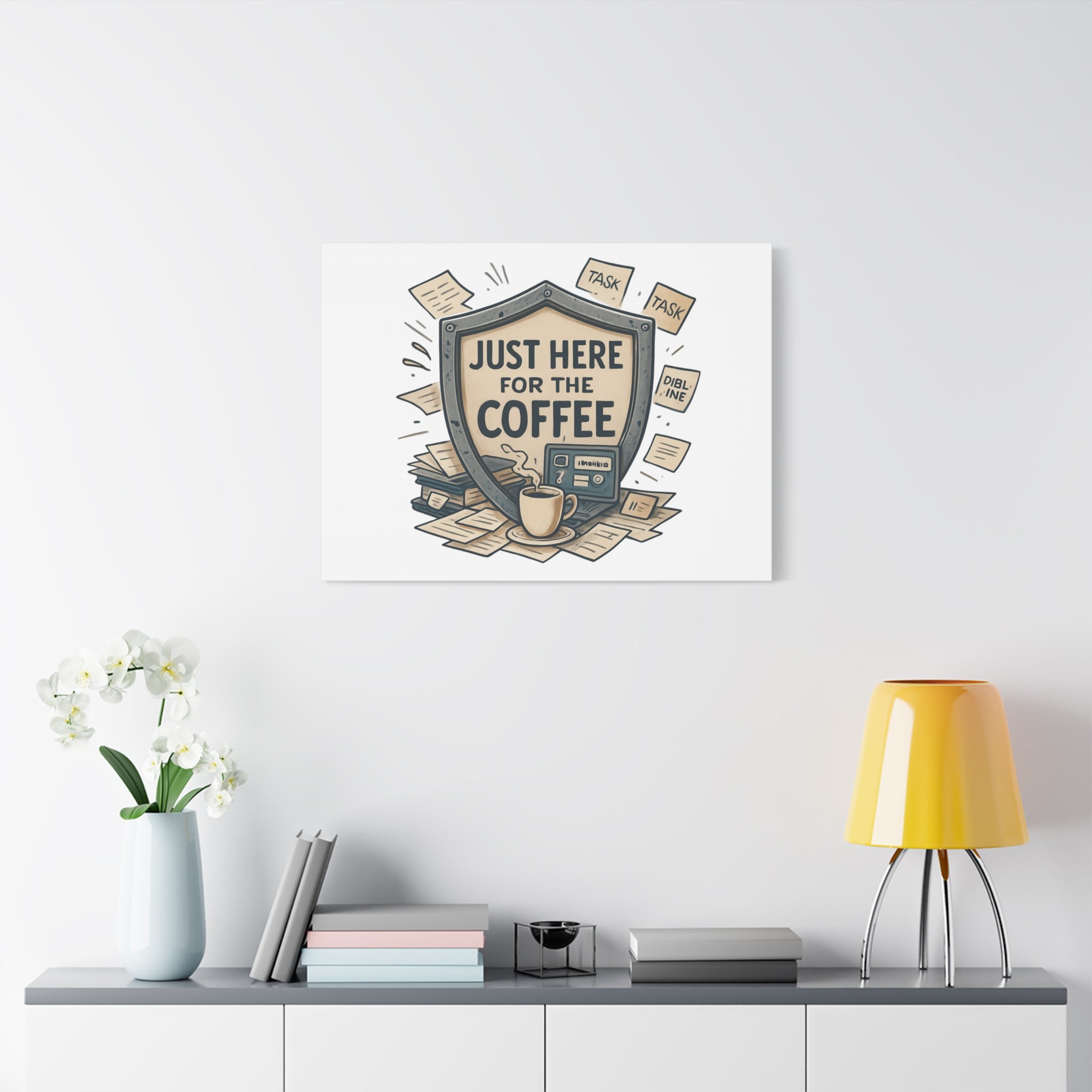 Just Here for the Coffee Canvas Wall Art — Funny Office Coffee Decor