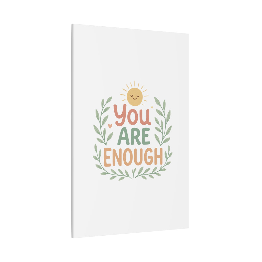 You Are Enough Canvas Wall Art — Positive Motivational Sun & Laurel Print