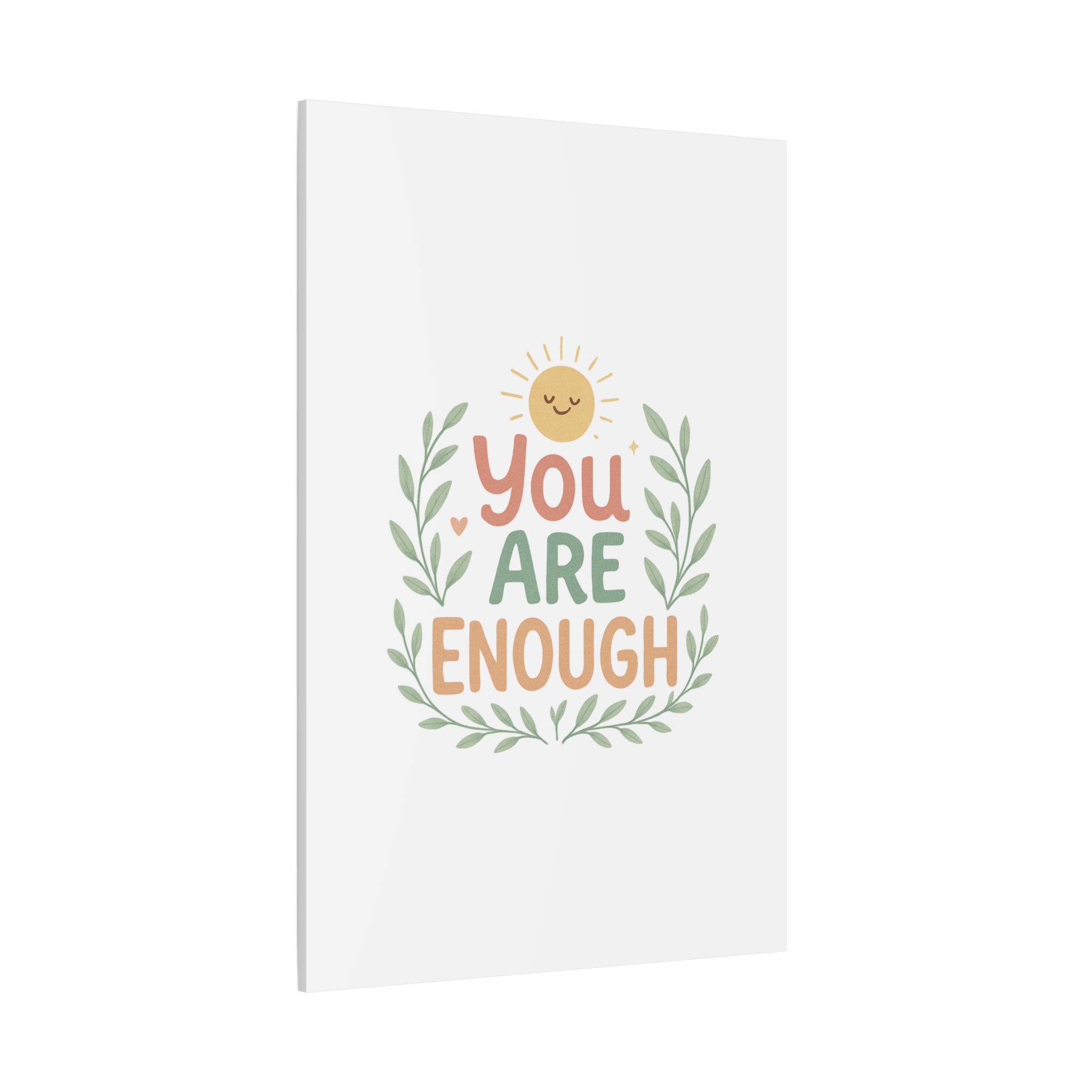 You Are Enough Canvas Wall Art — Positive Motivational Sun & Laurel Print