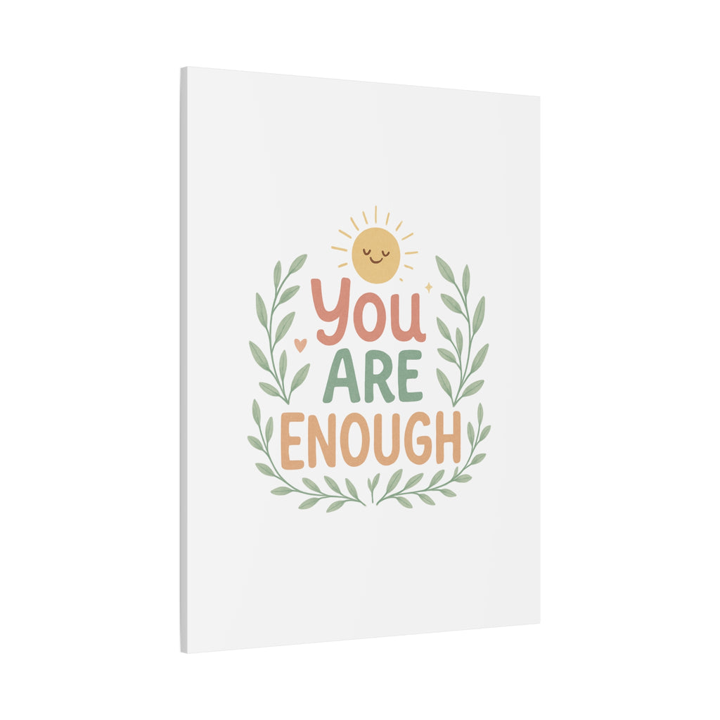 You Are Enough Canvas Wall Art — Positive Motivational Sun & Laurel Print