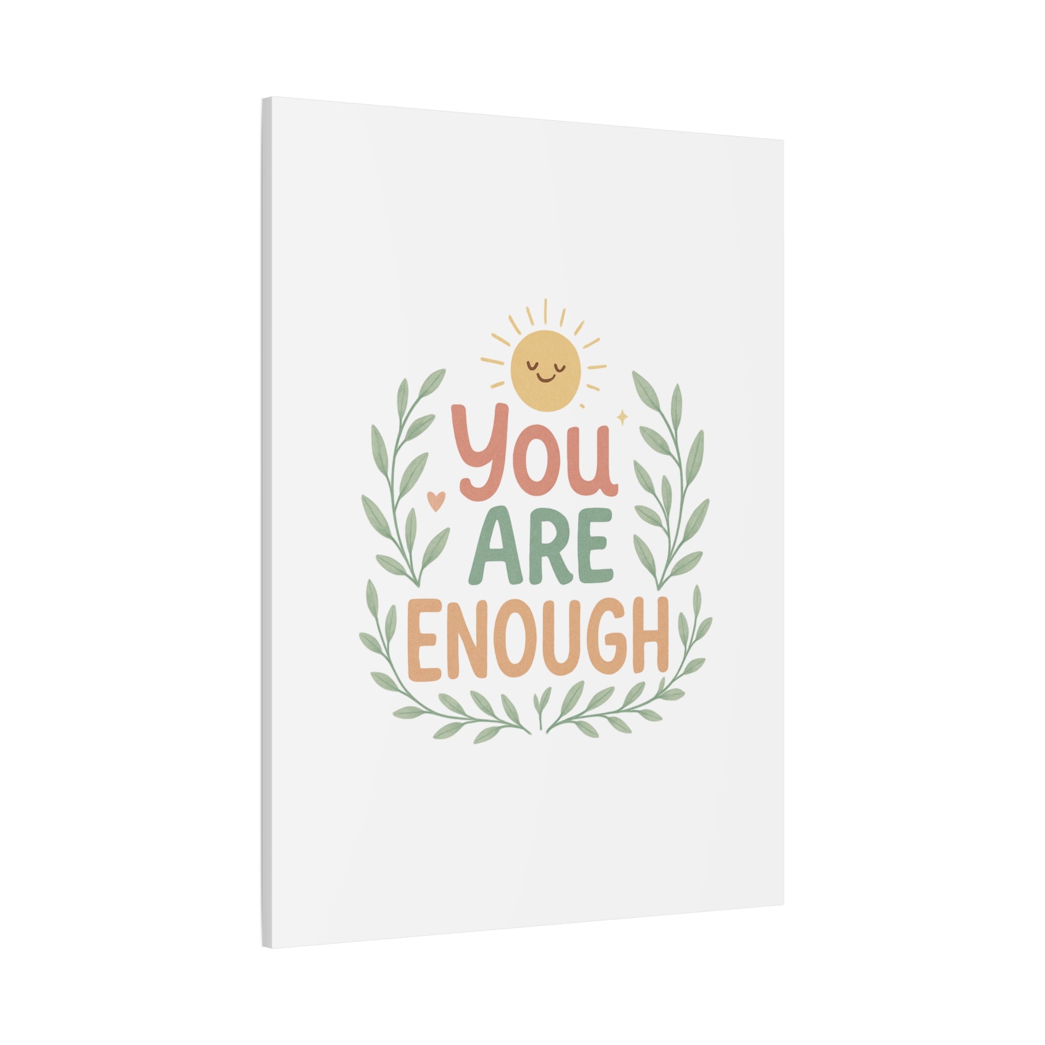 You Are Enough Canvas Wall Art — Positive Motivational Sun & Laurel Print