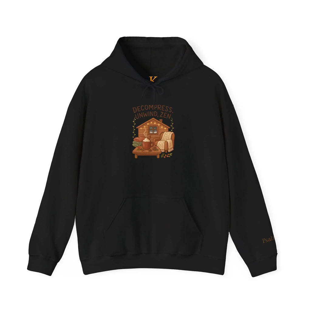 Zen Cabin Hoodie — "Unwind, Zen" Cozy Retreat Hoodie - JK Kreatives