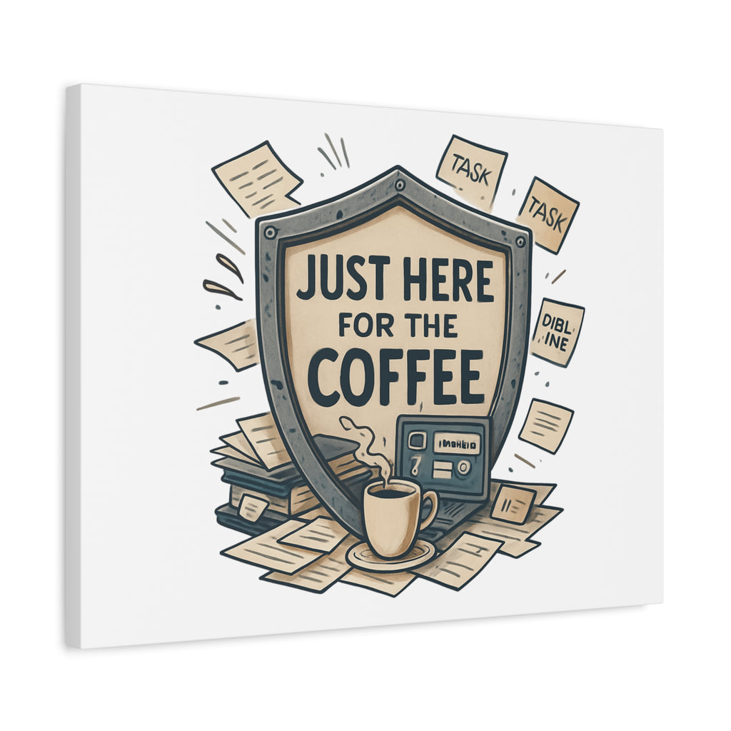 Just Here for the Coffee Canvas Wall Art — Funny Office Coffee Decor