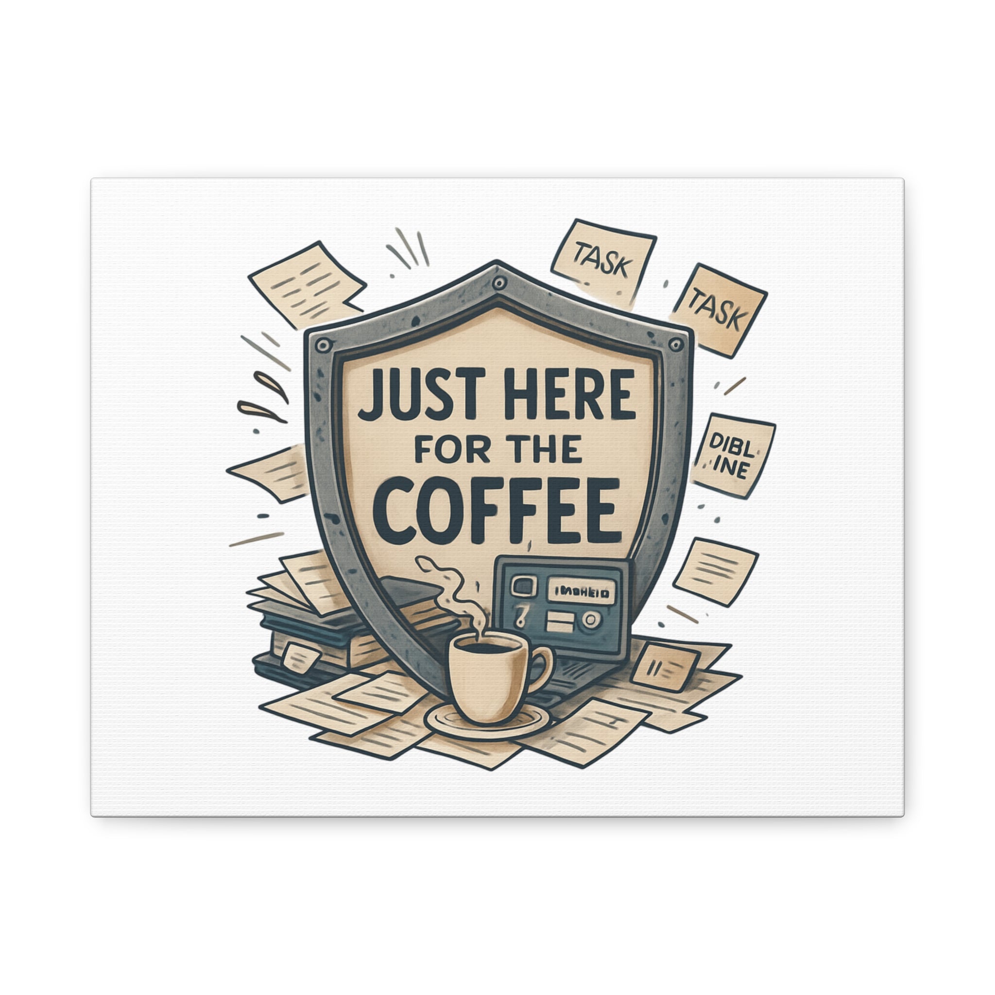 Just Here for the Coffee Canvas Wall Art — Funny Office Coffee Decor