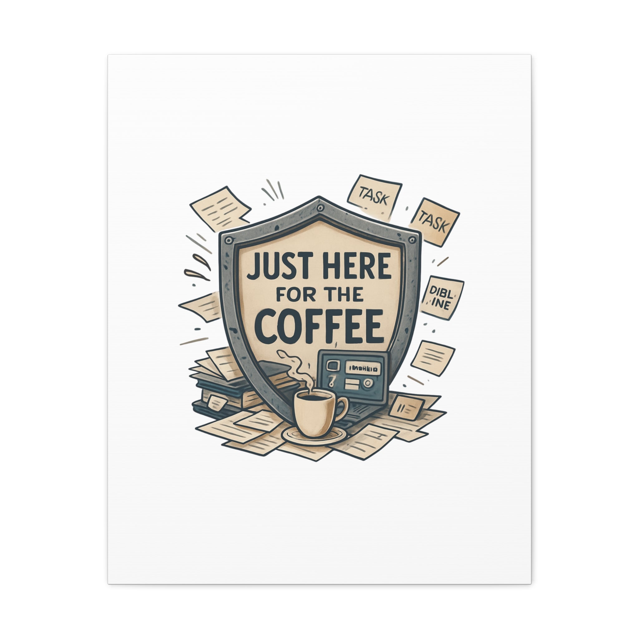 Just Here for the Coffee Canvas Wall Art — Funny Office Coffee Decor