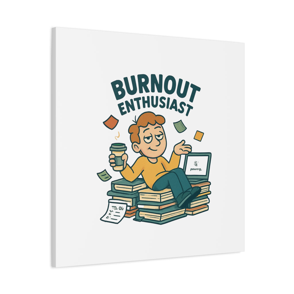 Burnout Enthusiast Canvas Print — Funny Office Wall Art for Overworked Professionals