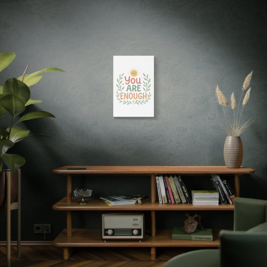 You Are Enough Canvas Wall Art — Positive Motivational Sun & Laurel Print