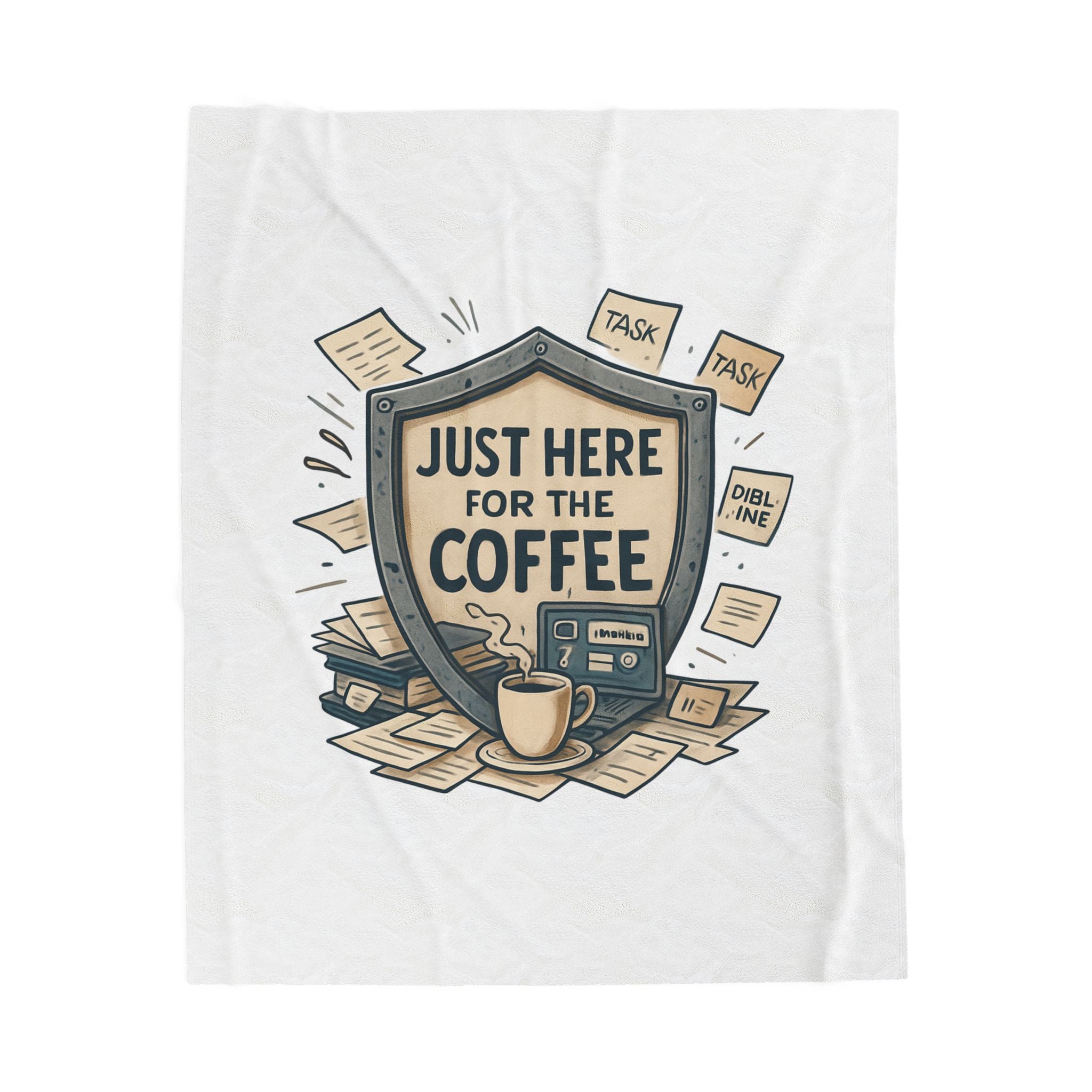 Coffee Shield Velveteen Plush Blanket — "Just Here for the Coffee" Cozy Throw