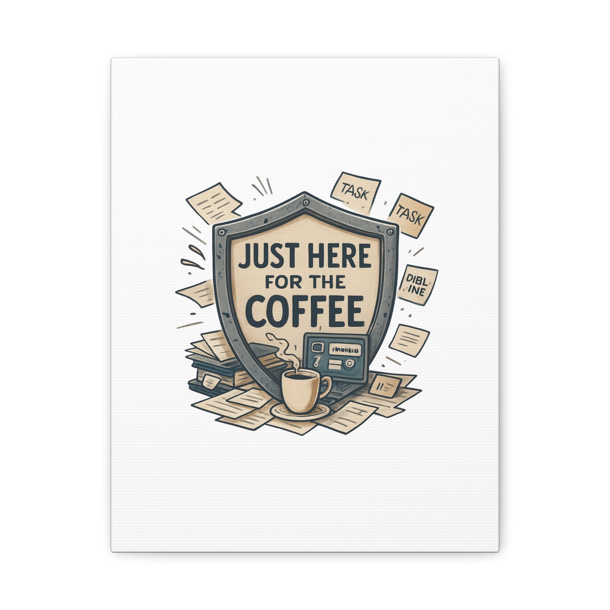 Just Here for the Coffee Canvas Wall Art — Funny Office Coffee Decor