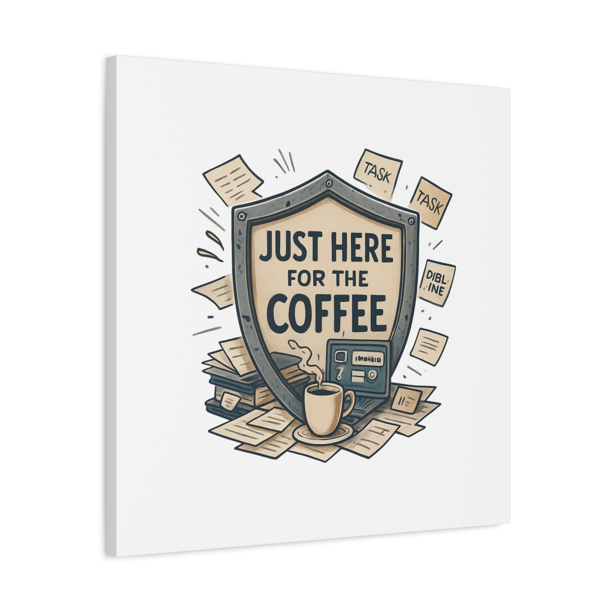 Just Here for the Coffee Canvas Wall Art — Funny Office Coffee Decor