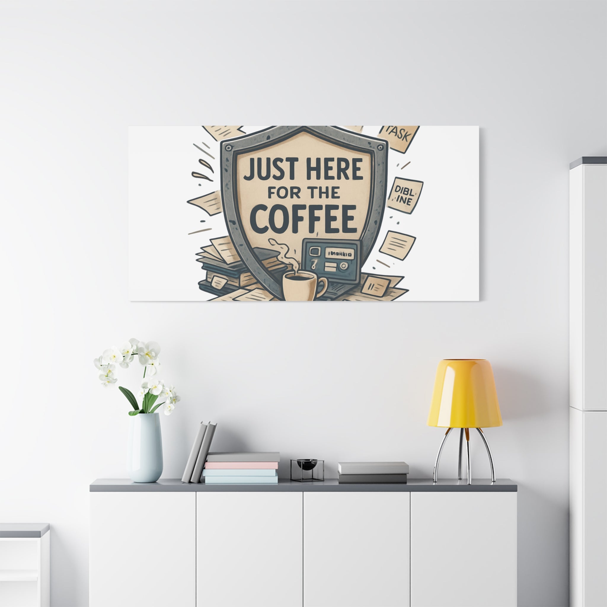 Just Here for the Coffee Canvas Wall Art — Funny Office Coffee Decor