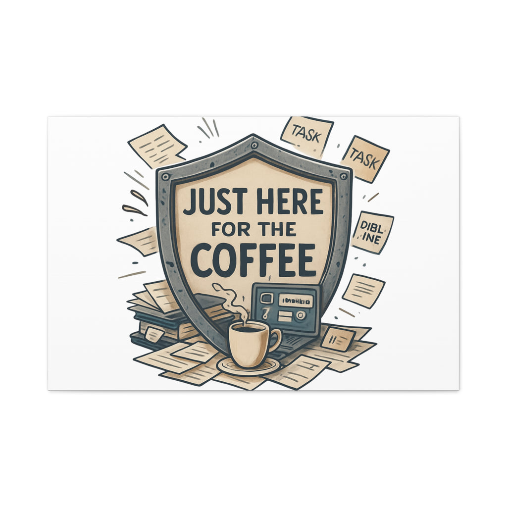 Just Here for the Coffee Canvas Wall Art — Funny Office Coffee Decor
