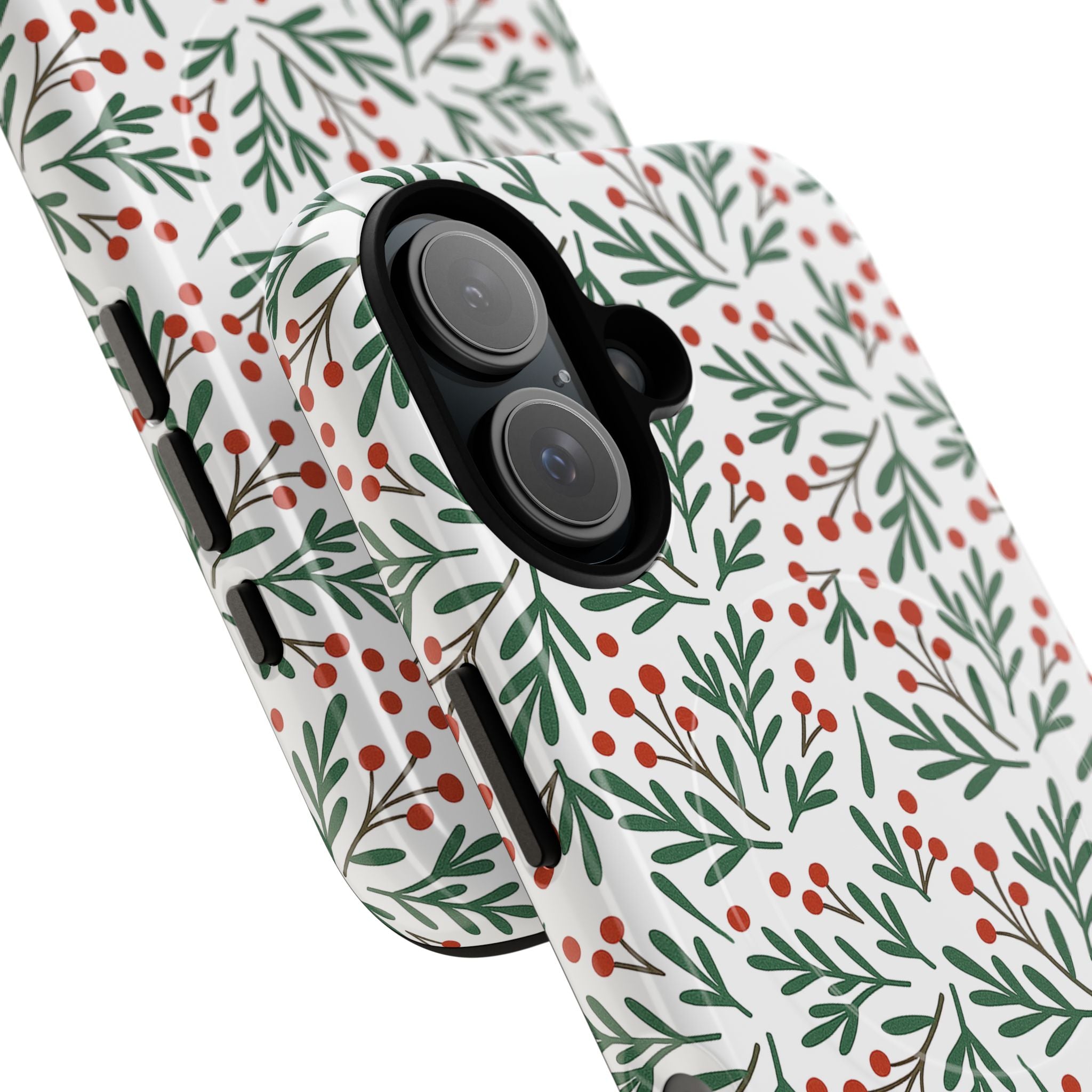 Magnetic Phone Case — Festive Holly & Berry Winter Floral