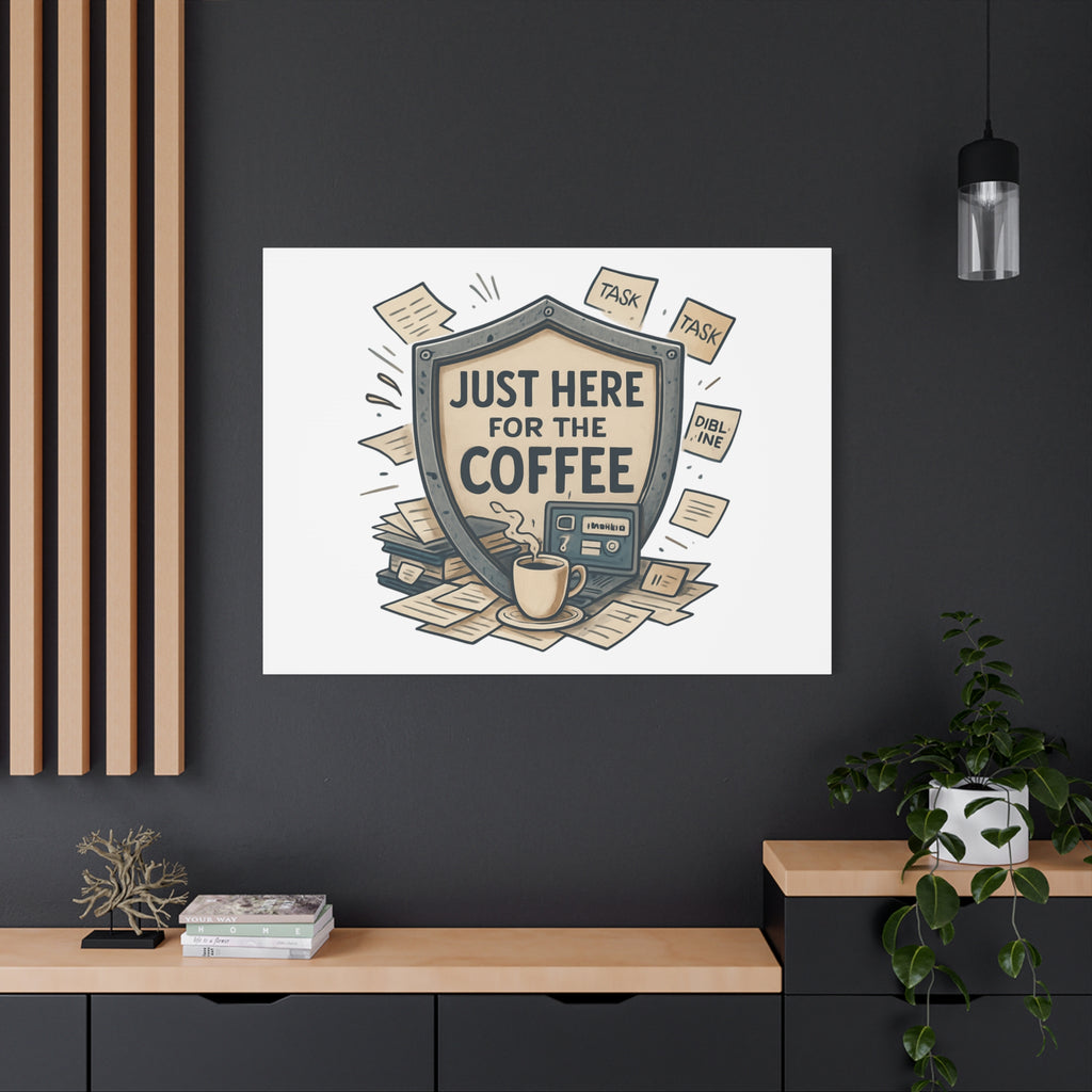 Just Here for the Coffee Canvas Wall Art — Funny Office Coffee Decor