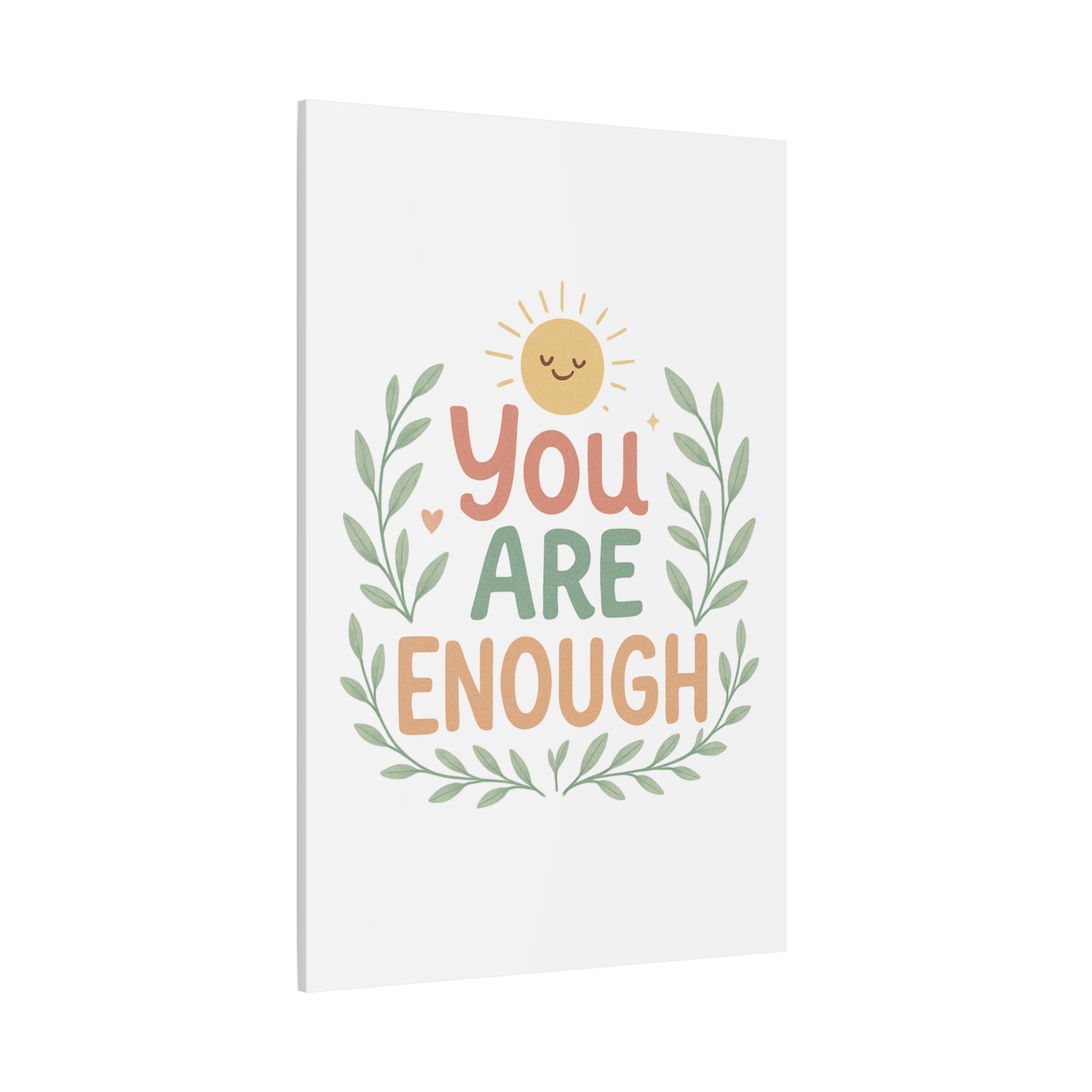 You Are Enough Canvas Wall Art — Positive Motivational Sun & Laurel Print