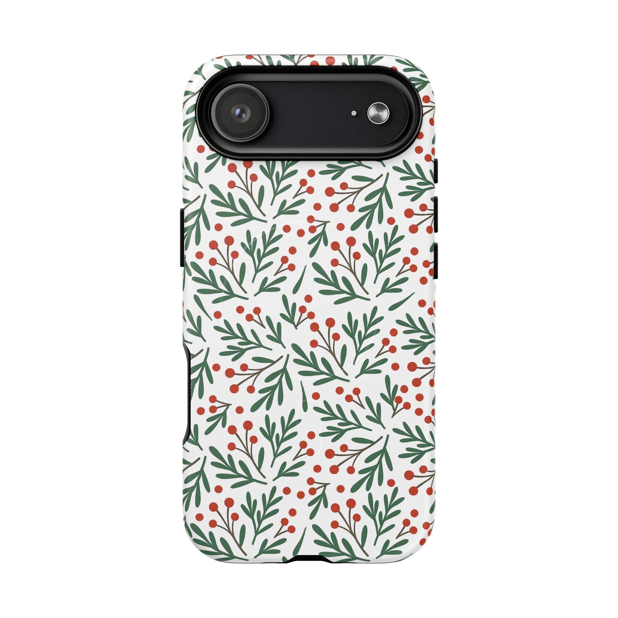 Magnetic Phone Case — Festive Holly & Berry Winter Floral