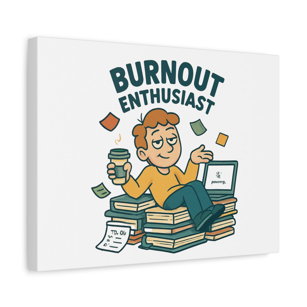 Burnout Enthusiast Canvas Print — Funny Office Wall Art for Overworked Professionals