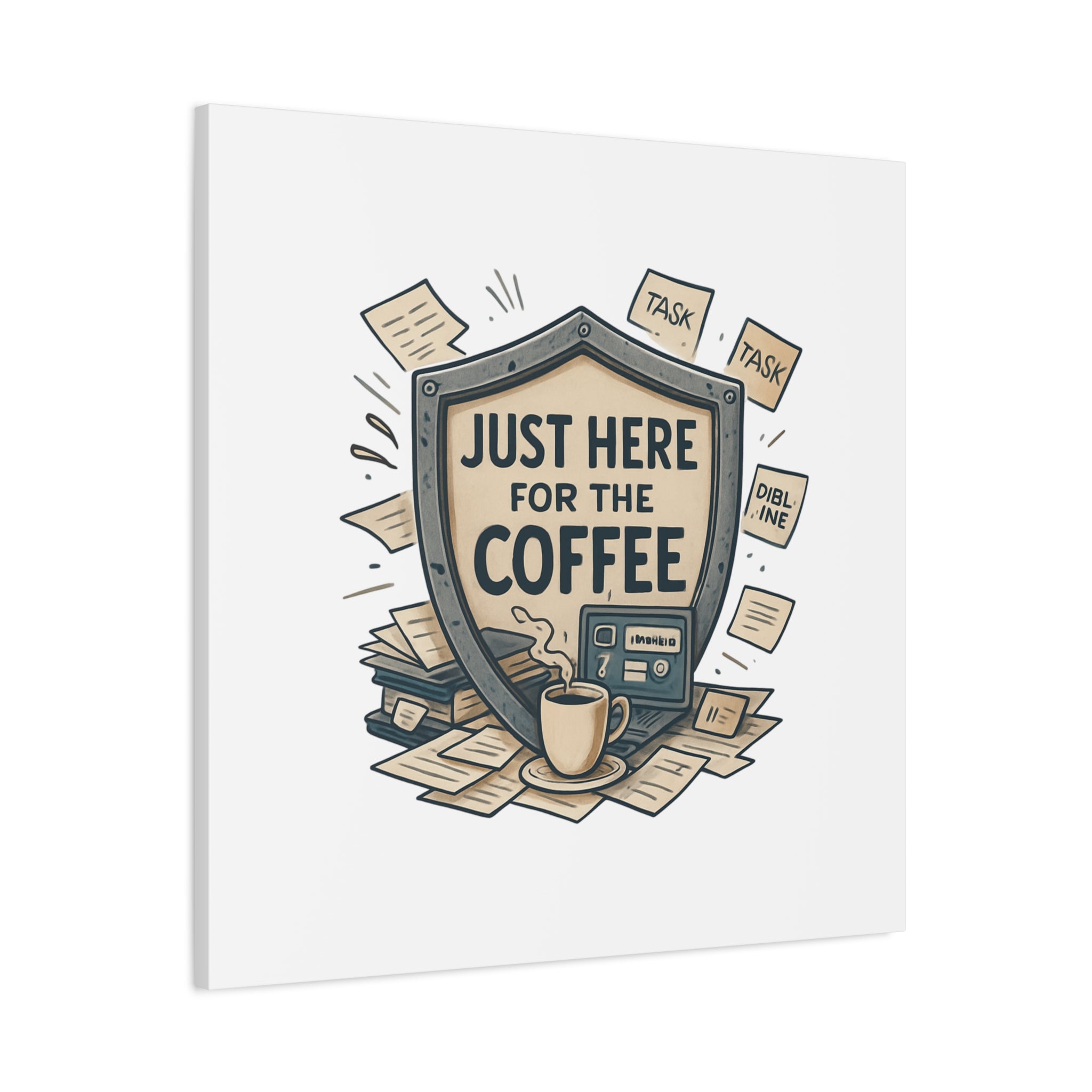 Just Here for the Coffee Canvas Wall Art — Funny Office Coffee Decor