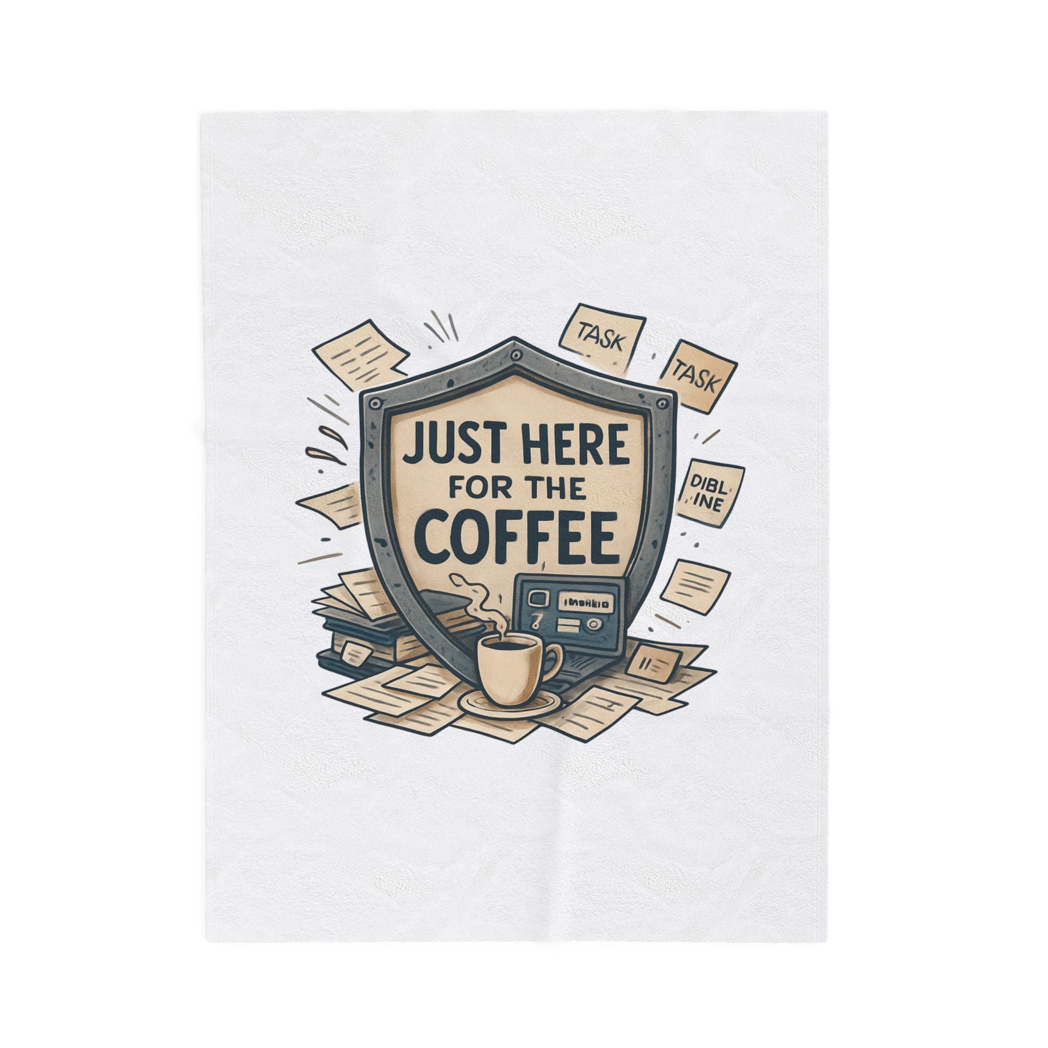 Coffee Shield Velveteen Plush Blanket — "Just Here for the Coffee" Cozy Throw