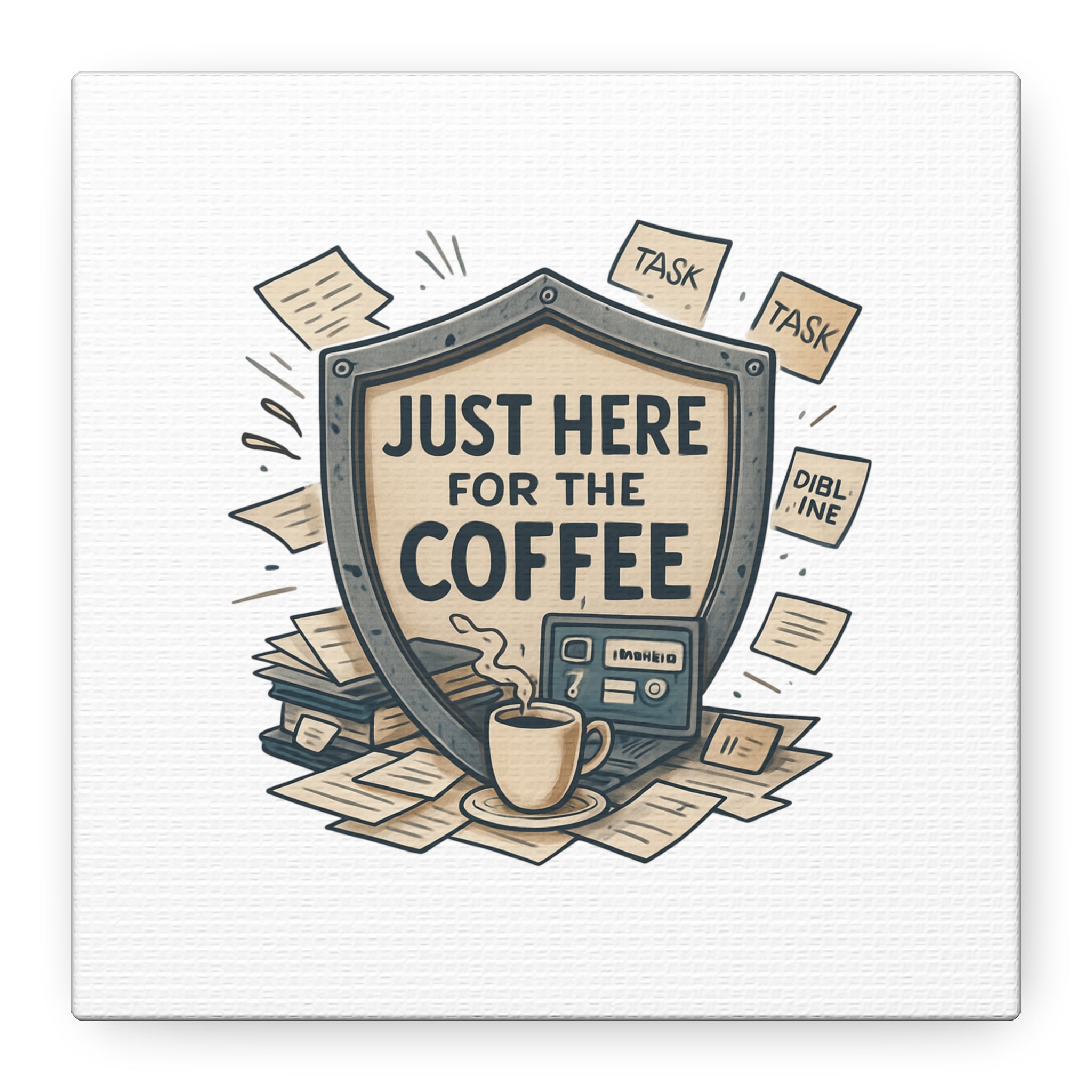 Just Here for the Coffee Canvas Wall Art — Funny Office Coffee Decor