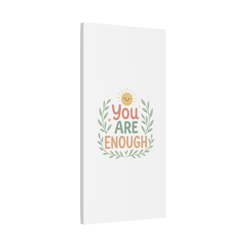 You Are Enough Canvas Wall Art — Positive Motivational Sun & Laurel Print