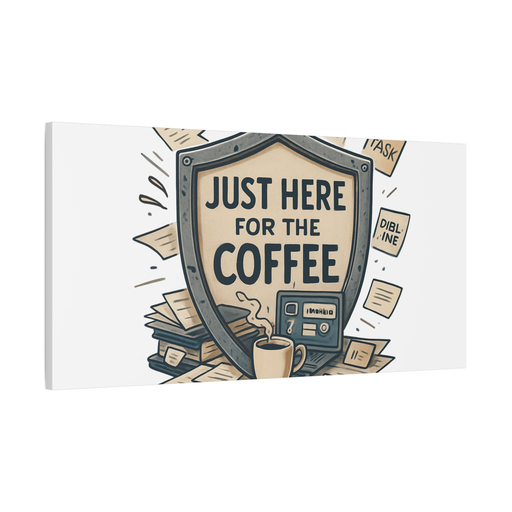 Just Here for the Coffee Canvas Wall Art — Funny Office Coffee Decor