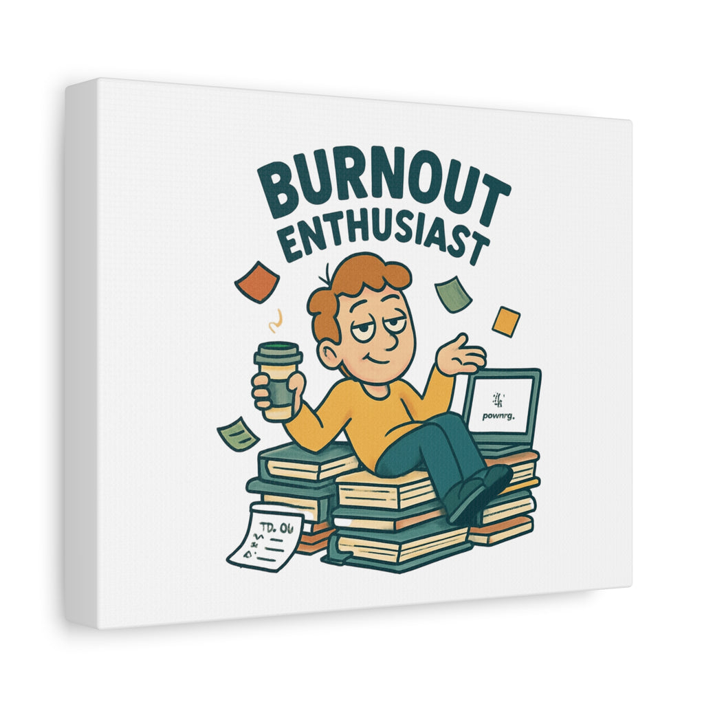 Burnout Enthusiast Canvas Print — Funny Office Wall Art for Overworked Professionals