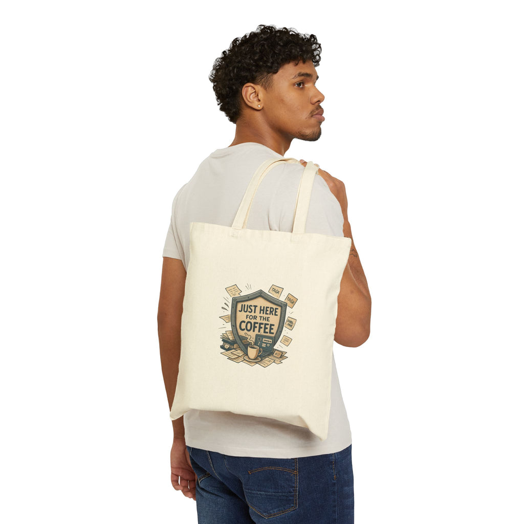 Coffee Lover Tote Bag — "Just Here for the Coffee" Canvas Grocery/Everyday Bag
