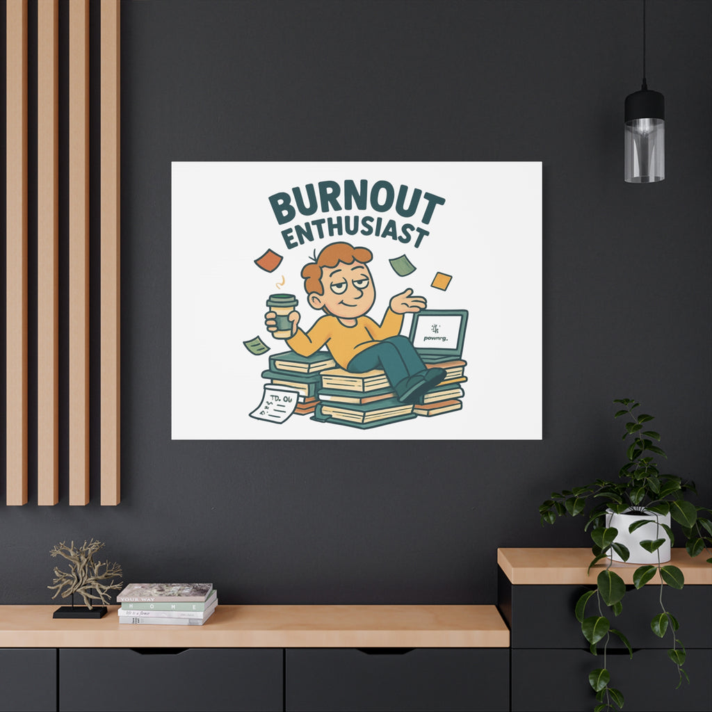 Burnout Enthusiast Canvas Print — Funny Office Wall Art for Overworked Professionals