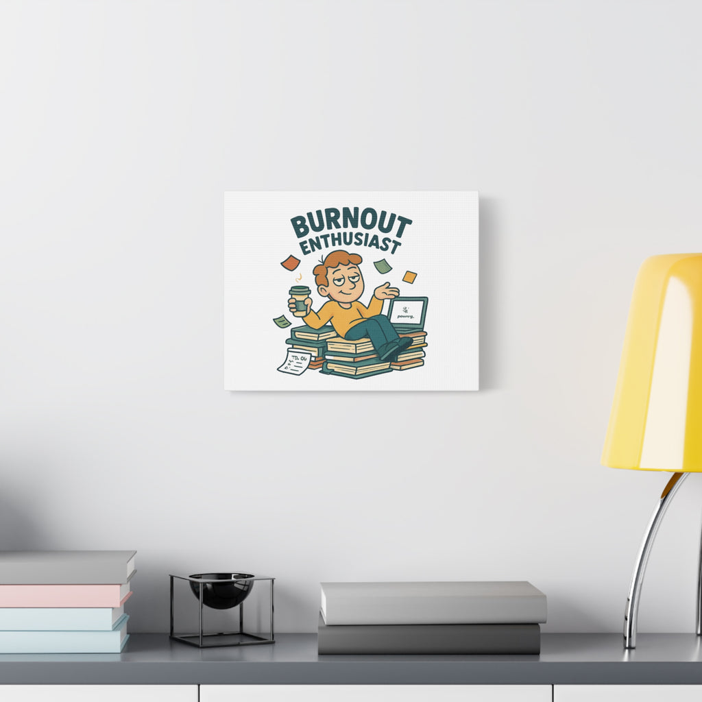 Burnout Enthusiast Canvas Print — Funny Office Wall Art for Overworked Professionals