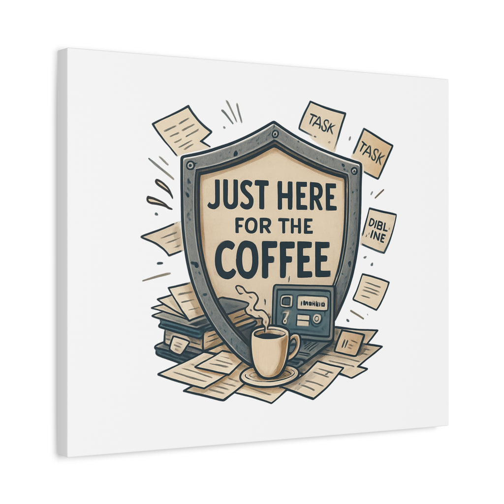 Just Here for the Coffee Canvas Wall Art — Funny Office Coffee Decor