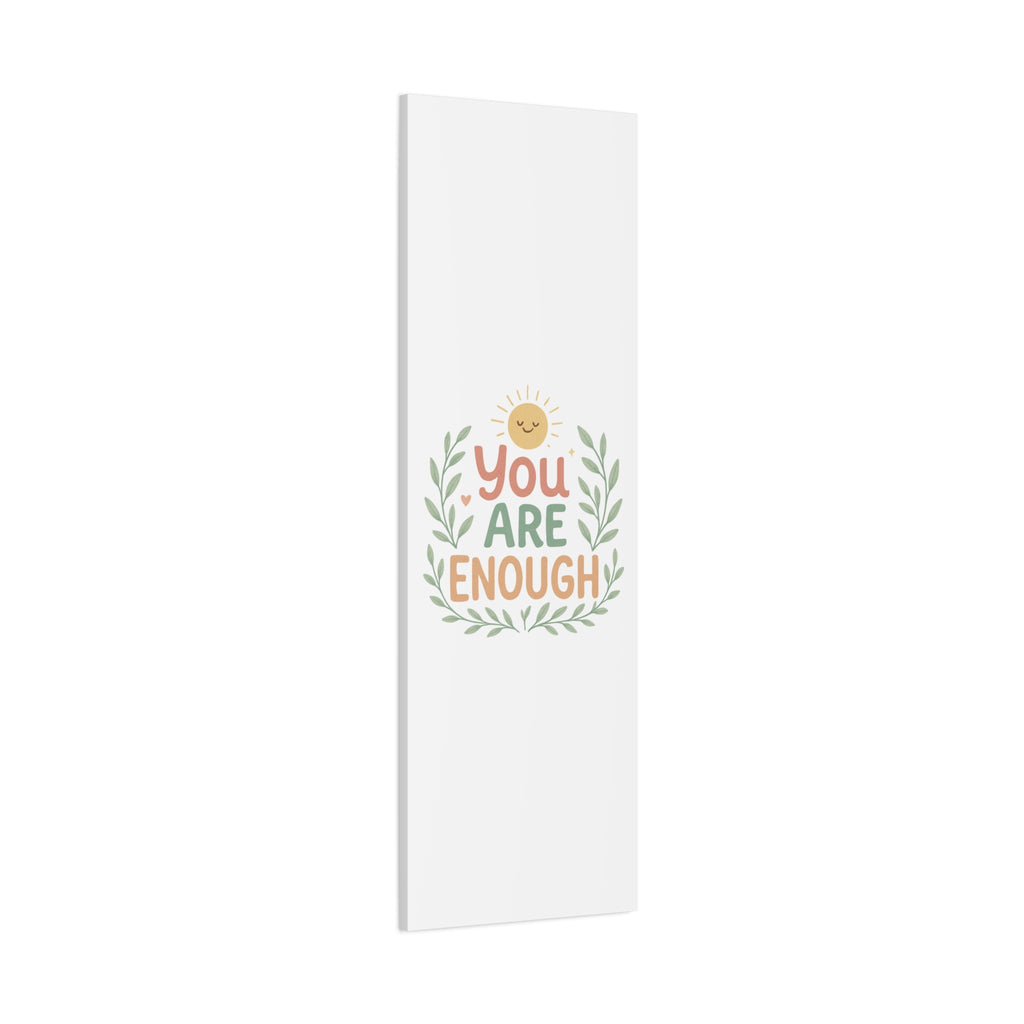 You Are Enough Canvas Wall Art — Positive Motivational Sun & Laurel Print