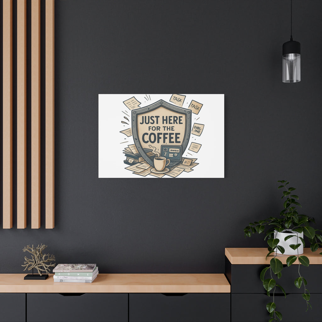 Just Here for the Coffee Canvas Wall Art — Funny Office Coffee Decor