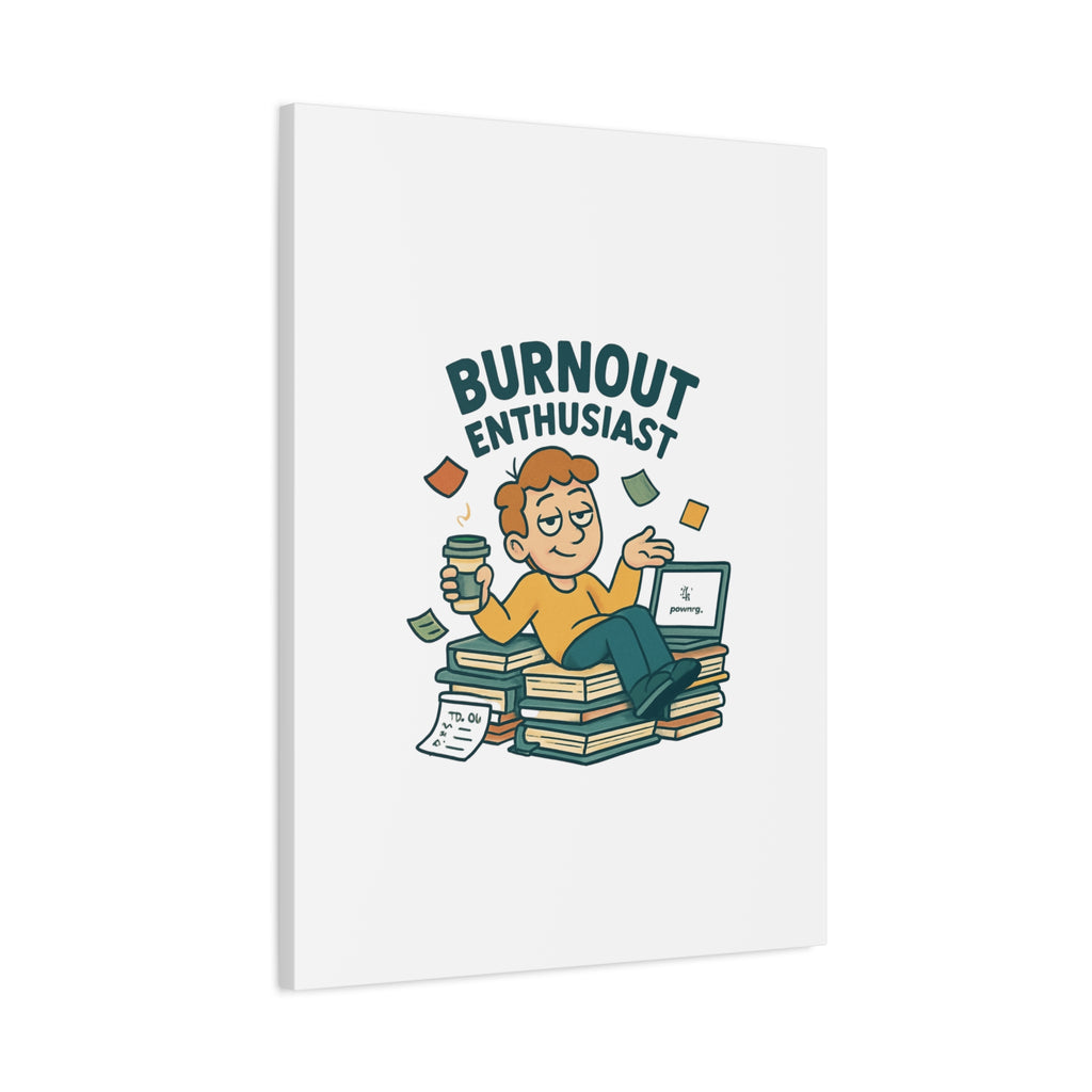 Burnout Enthusiast Canvas Print — Funny Office Wall Art for Overworked Professionals