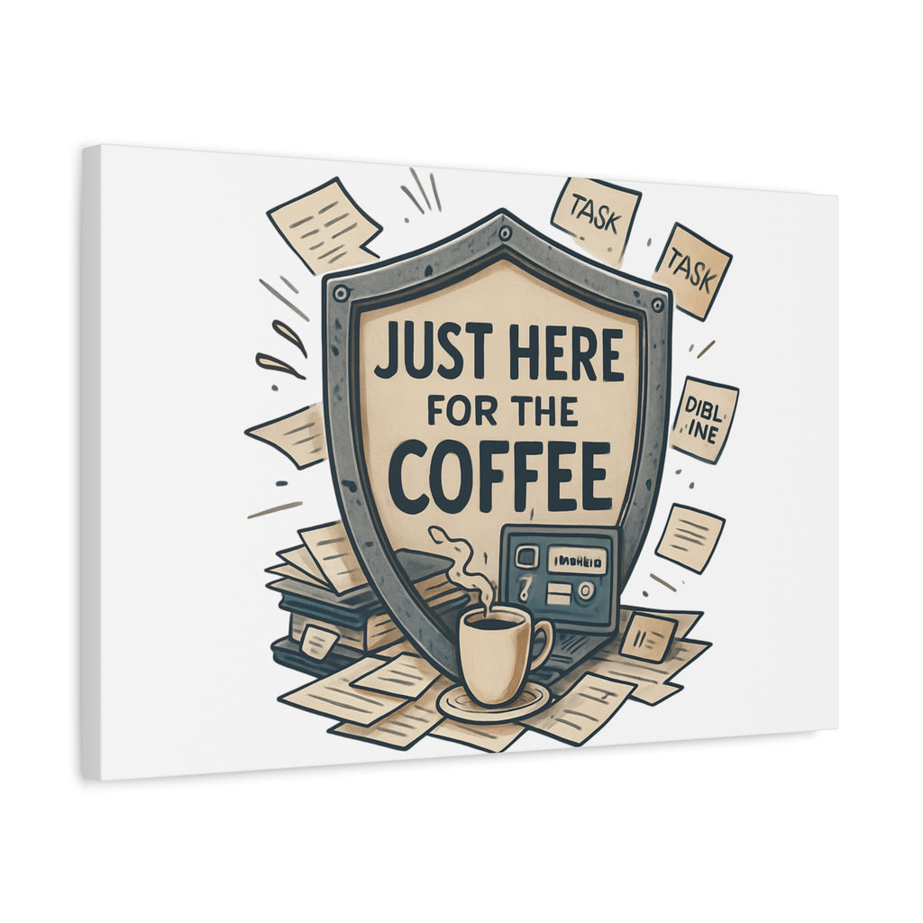 Just Here for the Coffee Canvas Wall Art — Funny Office Coffee Decor