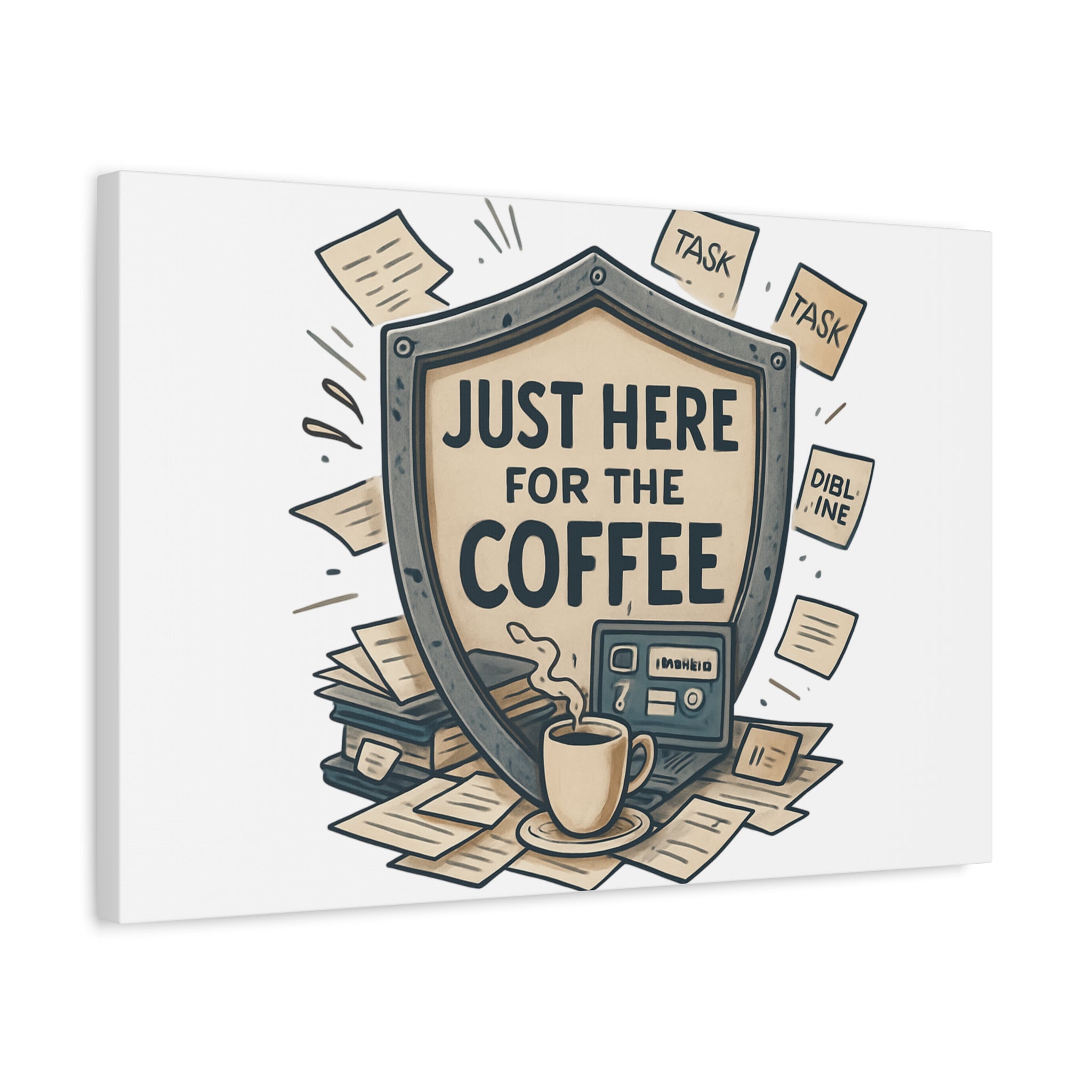 Just Here for the Coffee Canvas Wall Art — Funny Office Coffee Decor