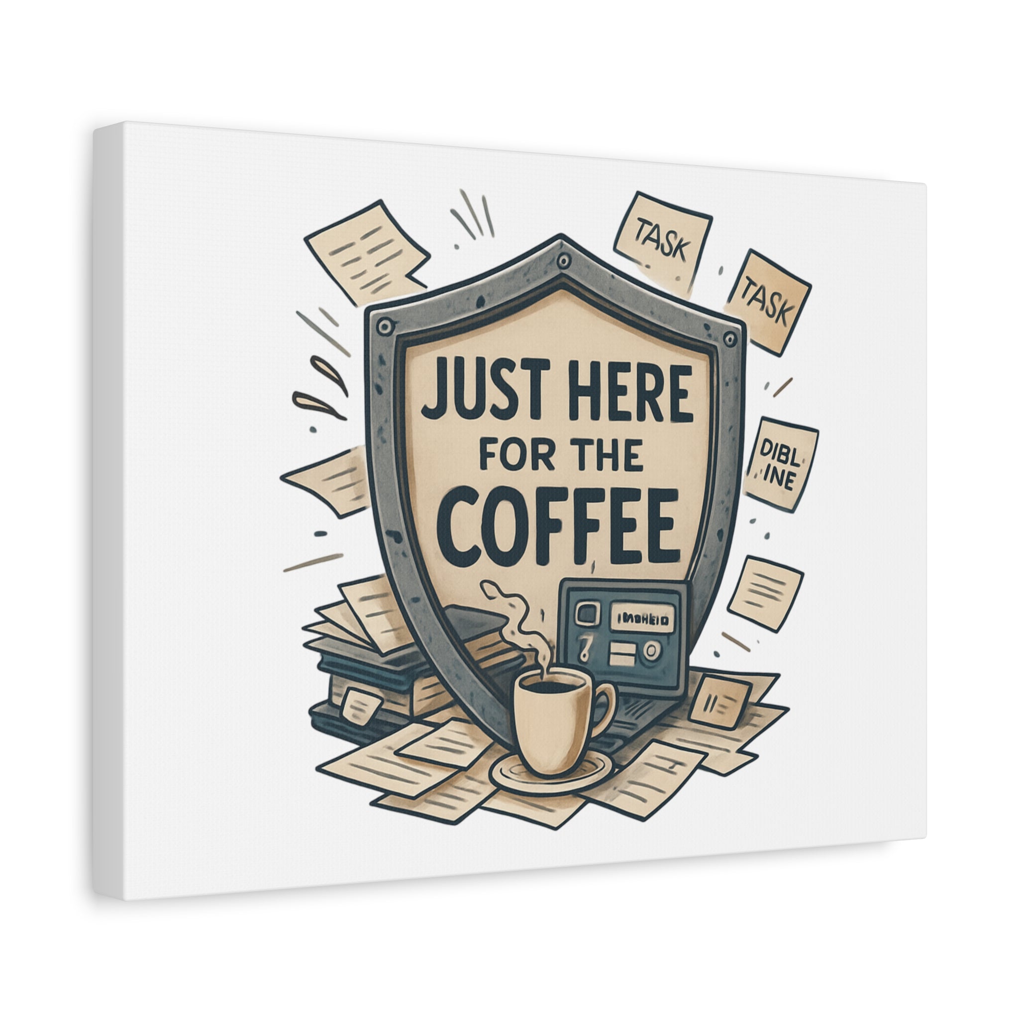 Just Here for the Coffee Canvas Wall Art — Funny Office Coffee Decor