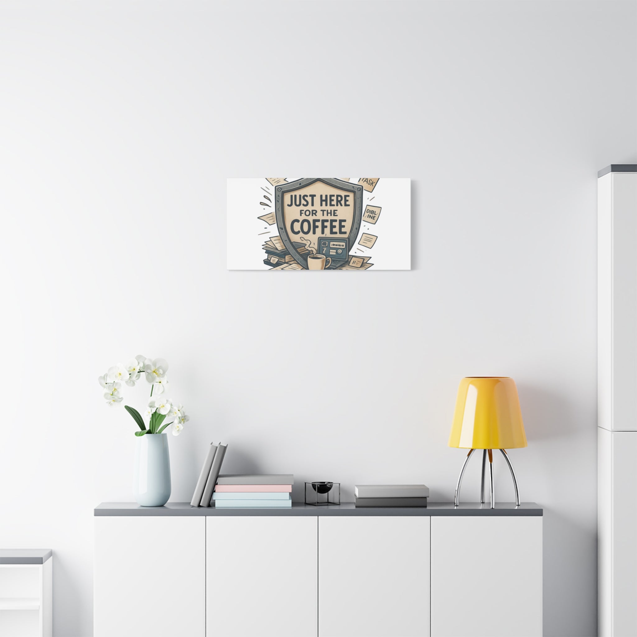 Just Here for the Coffee Canvas Wall Art — Funny Office Coffee Decor