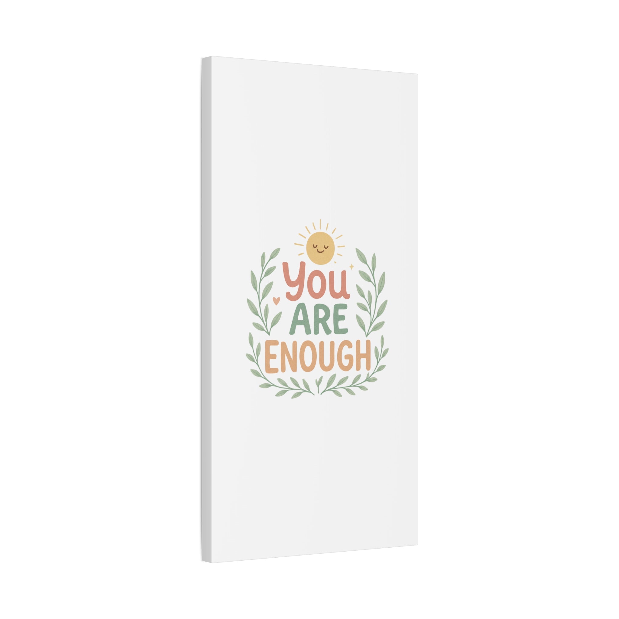 You Are Enough Canvas Wall Art — Positive Motivational Sun & Laurel Print